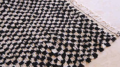 Moroccan Black and White Checkered Rug 9 x 5.7 ft / 273 x 174 cm - Surcoma