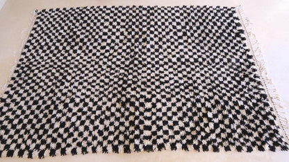 Moroccan Black and White Checkered Rug 9 x 5.7 ft / 273 x 174 cm - Surcoma