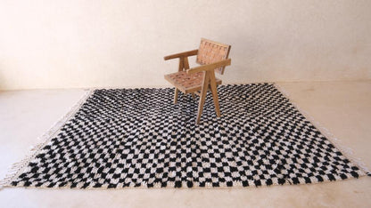 Moroccan Black and White Checkered Rug 9 x 5.7 ft / 273 x 174 cm - Surcoma