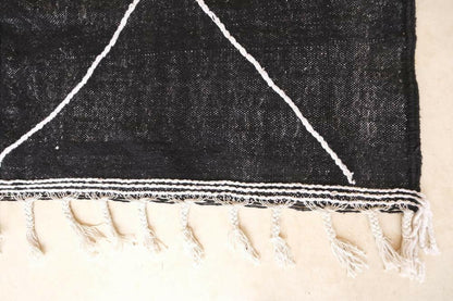 Moroccan Black and White kilim rug 9.6 x 5.8 ft / 294 x 178 cm - Surcoma
