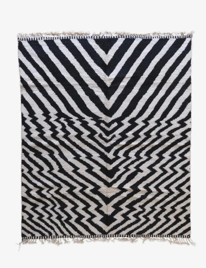Moroccan Black and White Rug 9.7 x 7.9 ft / 297 x 242 cm - Surcoma