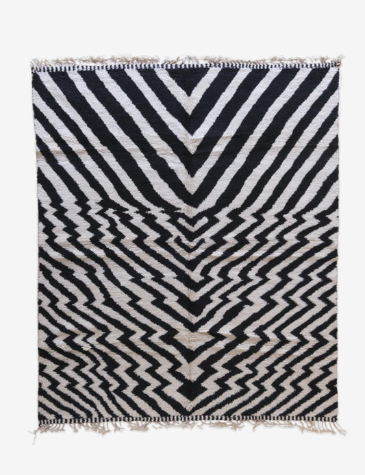 Moroccan Black and White Rug 9.7 x 7.9 ft / 297 x 242 cm