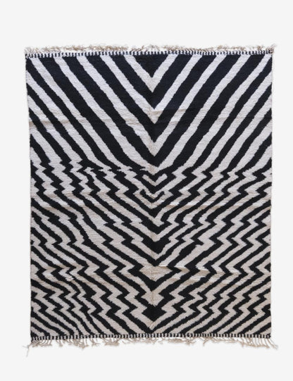 Custom Black and White Chevron Moroccan Rug - Forma 67