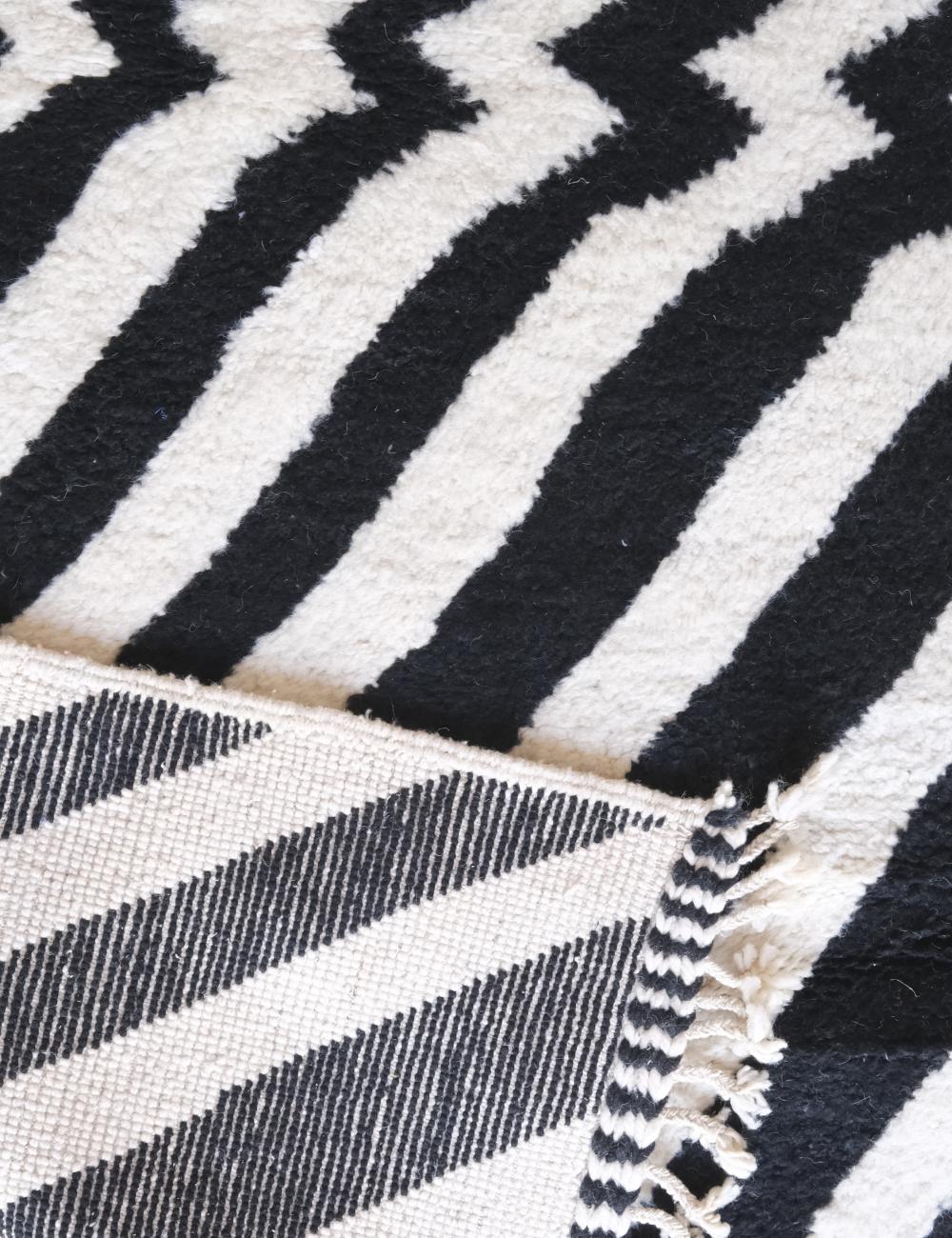 Custom Black and White Chevron Moroccan Rug - Forma 67