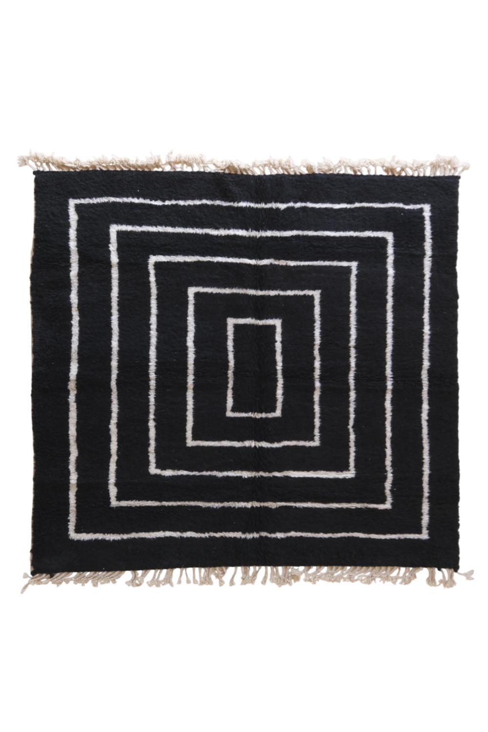 Moroccan Black Wool Rug 8.3 x 8 ft / 252 x 244 cm