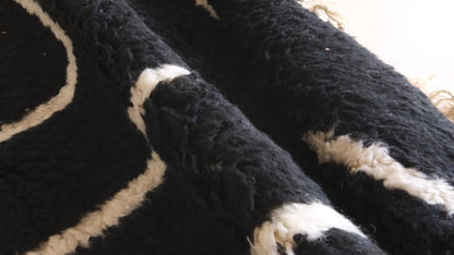 Moroccan Black Wool Rug 8.3 x 8 ft / 252 x 244 cm - Surcoma