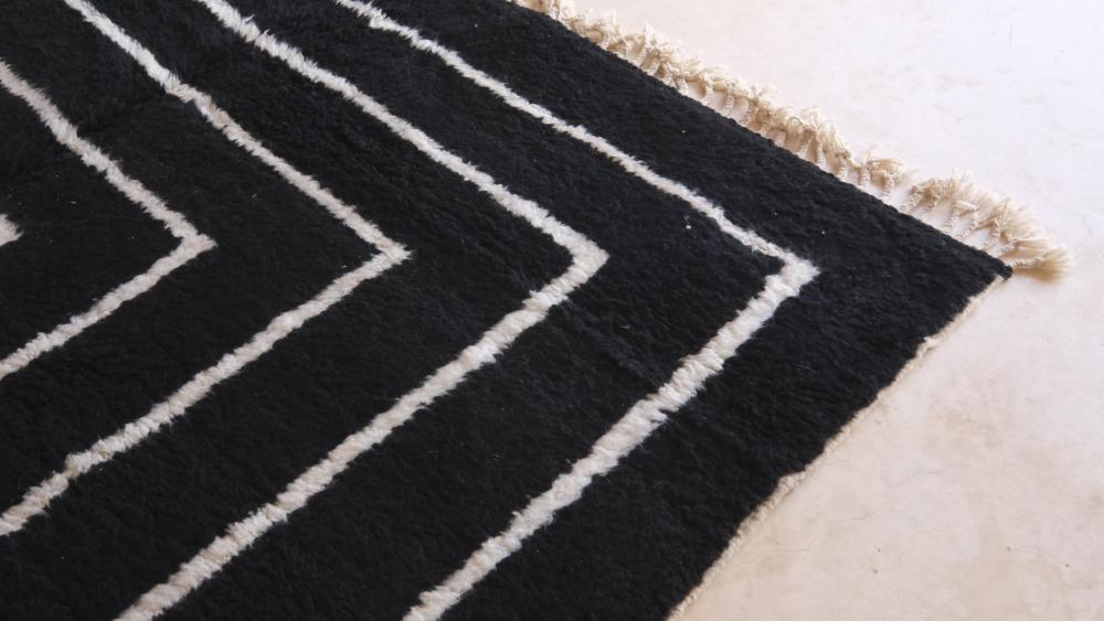 Moroccan Black Wool Rug 8.3 x 8 ft / 252 x 244 cm