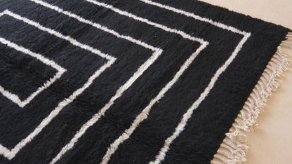 Moroccan Black Wool Rug 8.3 x 8 ft / 252 x 244 cm - Surcoma