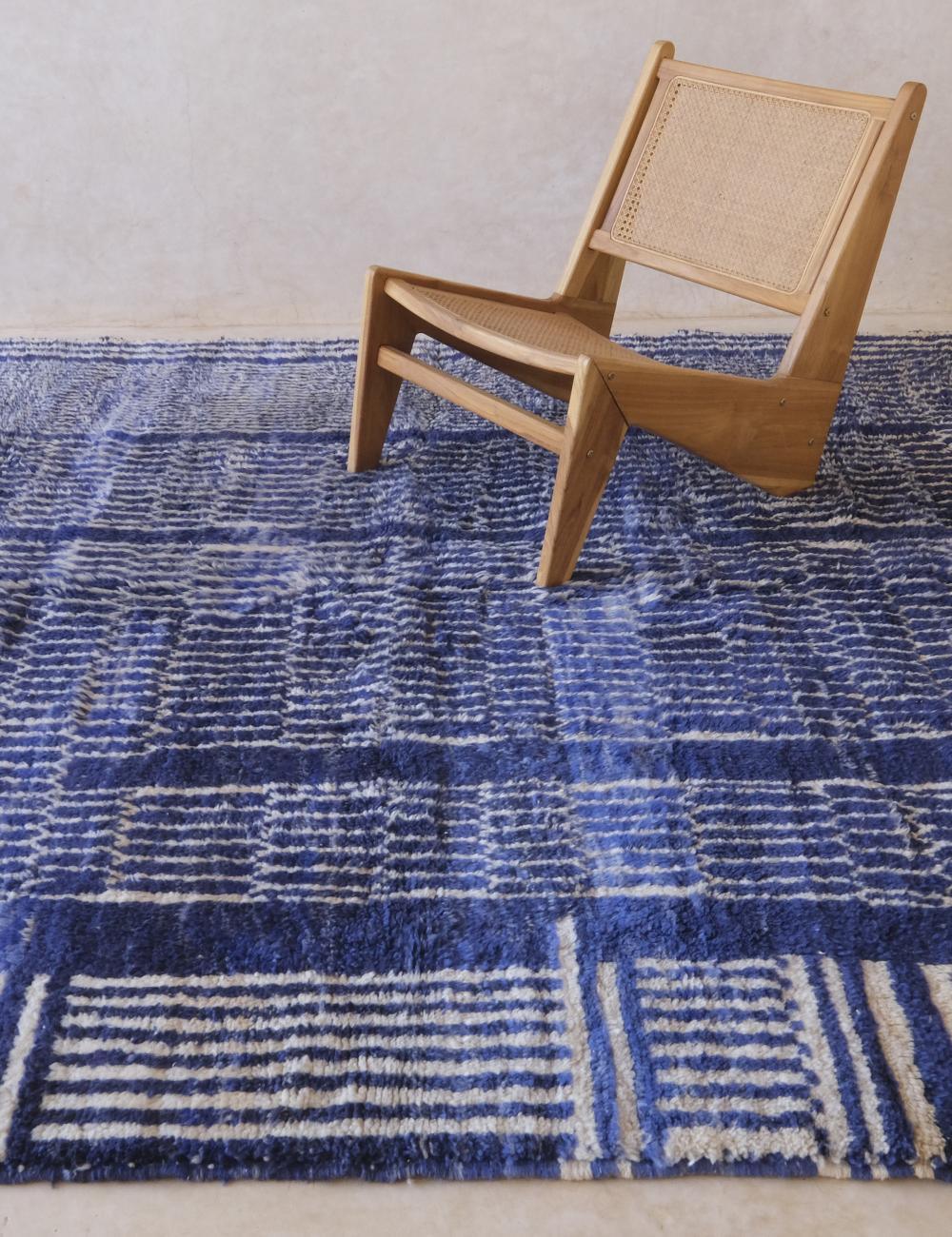 Moroccan Blue Beni M'Rirt Rug 10.2 x 7.8 ft / 312 x 238 cm - Surcoma