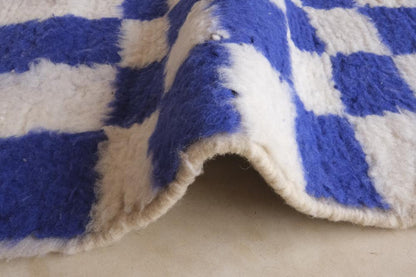Moroccan Blue Geometric Wool Rug 9.3 x 7.2 ft / 283 x 220 cm - Surcoma