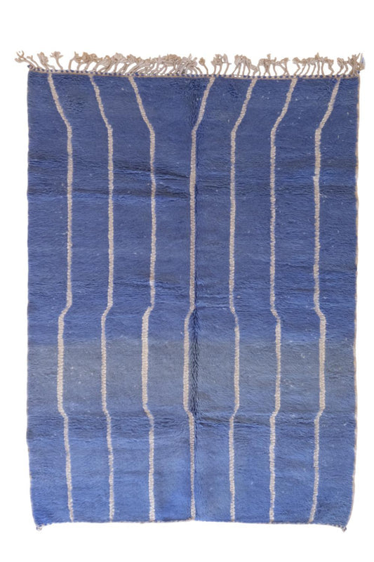 Moroccan Blue Modern Wool Rug 9.5 x 6.6 ft / 289 x 202 cm