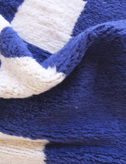 Blue Checkerboard Wool Berber Rug - Forma 53