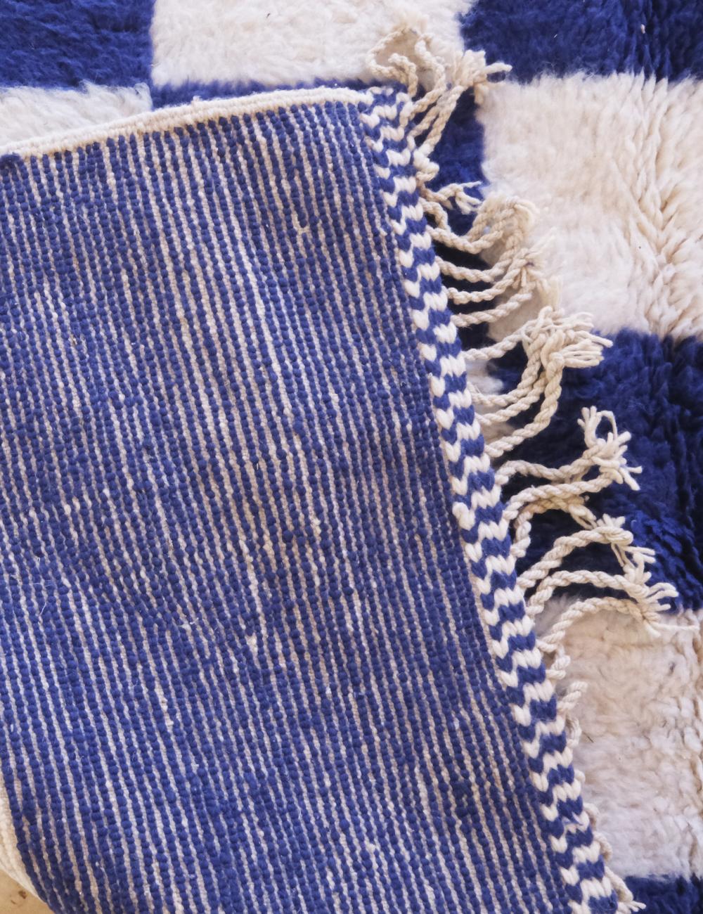 Blue Checkerboard Wool Berber Rug - Forma 53