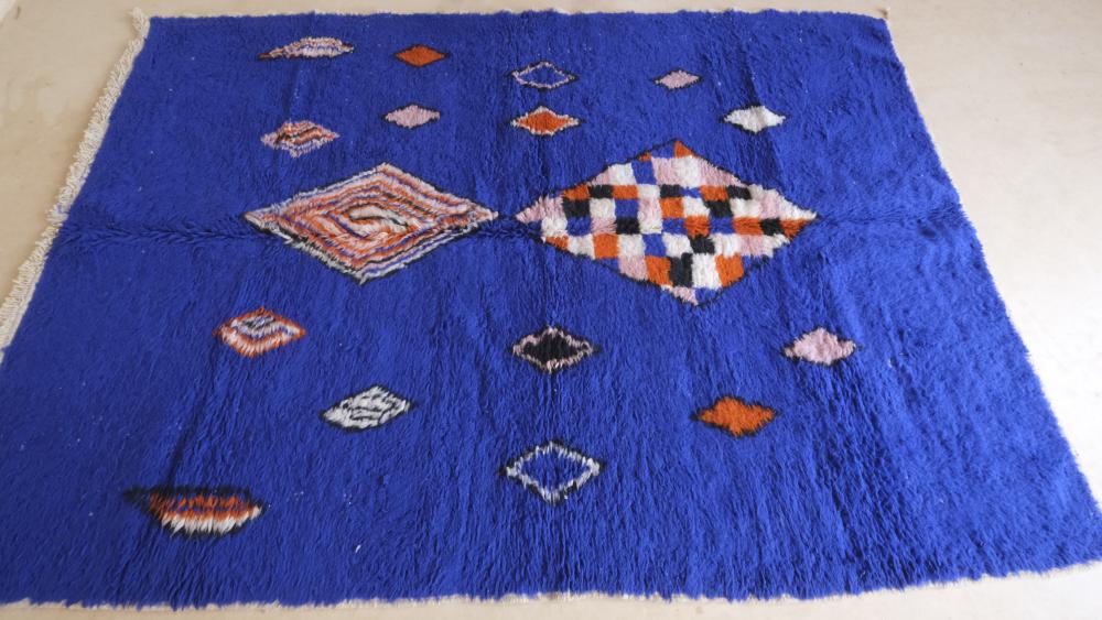 Blue Modern Wool Rug 9.7 x 6.7 ft / 295 x 206 cm