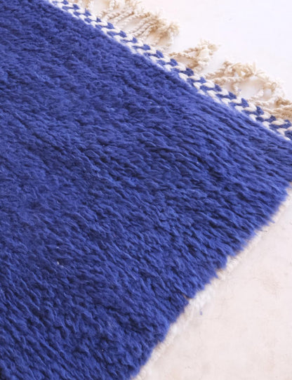 Blue Checkerboard Wool Berber Rug - Forma 53