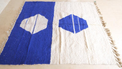Moroccan Blue Modern Wool Rug 9.2 x 7.2 ft / 279 x 220 cm - Surcoma