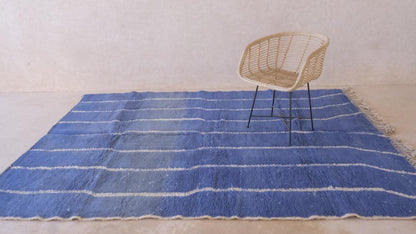 Moroccan Blue Modern Wool Rug 9.5 x 6.6 ft / 289 x 202 cm - Surcoma