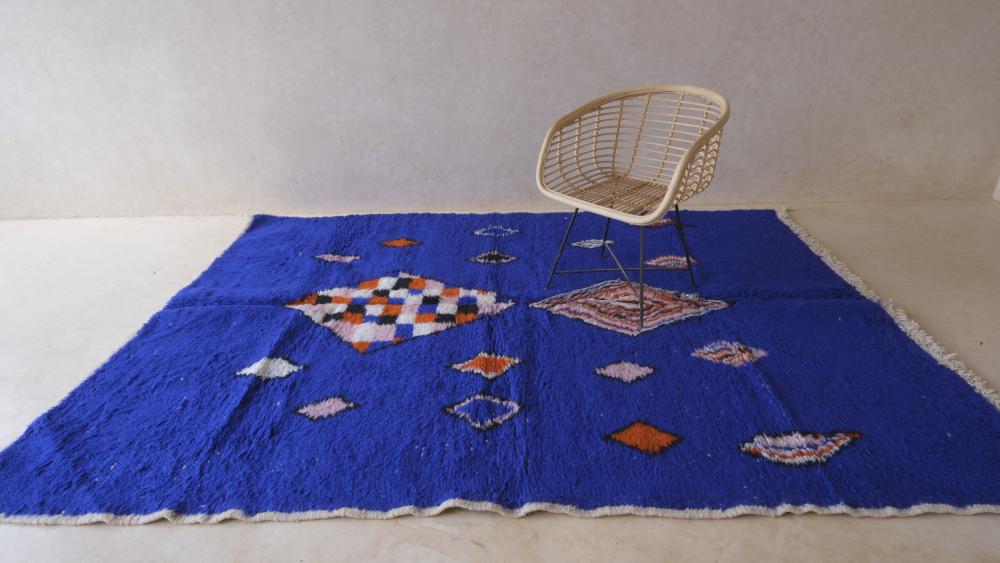 Blue Modern Wool Rug 9.7 x 6.7 ft / 295 x 206 cm