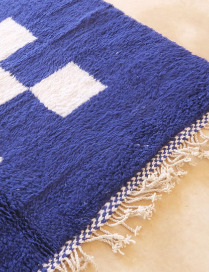 Blue Checkerboard Wool Berber Rug - Forma 53
