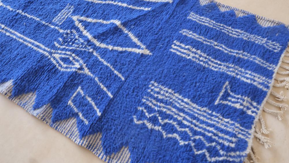 Moroccan Blue Runner Rug 16.7 x 3.4 ft / 508 x 106 cm - Surcoma