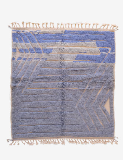 Custom Soft Blue Moroccan Art Rug - Forma 61