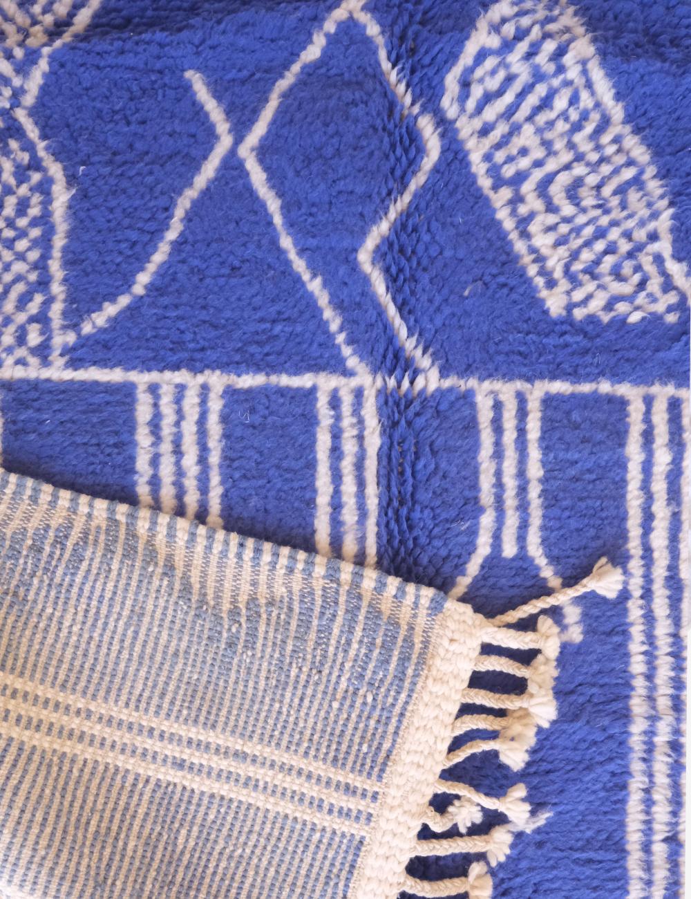 Moroccan Blue Wool Rug 8.1 x 4.9 ft / 247 x 152 cm