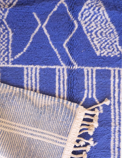 Moroccan Blue Wool Rug 8.1 x 4.9 ft / 247 x 152 cm - Surcoma