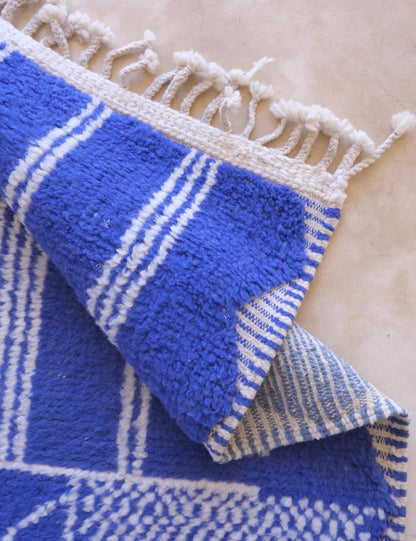 Custom Blue Moroccan Wool Rug - Forma 59