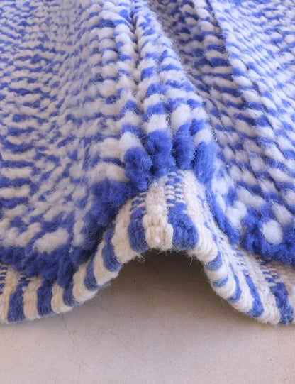 Moroccan Blue Wool Rug 8.1 x 4.9 ft / 247 x 152 cm - Surcoma