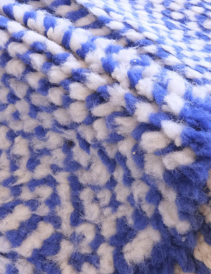 Moroccan Blue Wool Rug 8.1 x 4.9 ft / 247 x 152 cm - Surcoma