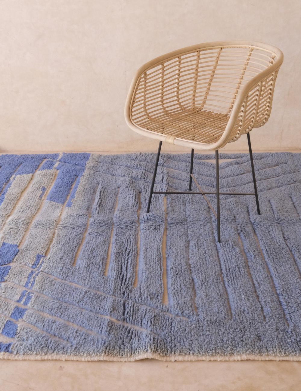 Custom Soft Blue Moroccan Art Rug - Forma 61
