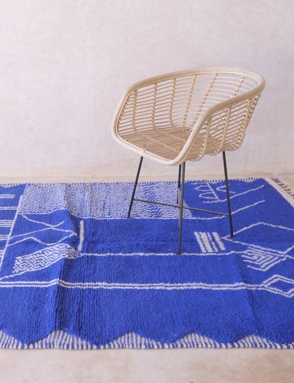 Custom Blue Moroccan Wool Rug - Forma 59
