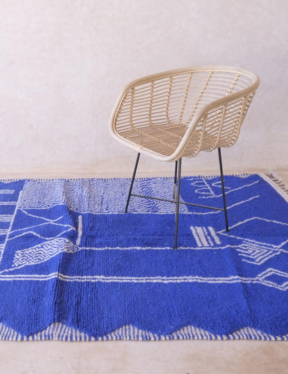 Custom Blue Moroccan Wool Rug - Forma 59