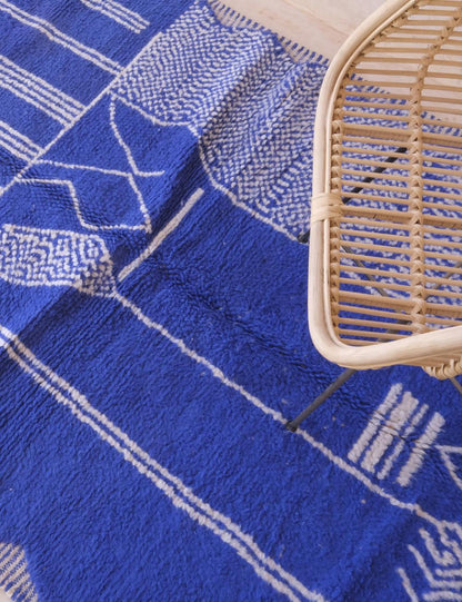 Custom Blue Moroccan Wool Rug - Forma 59