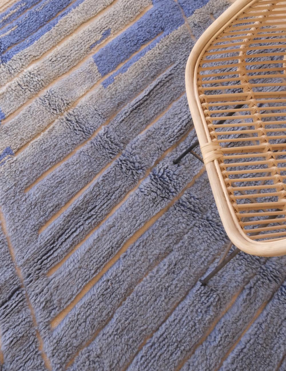 Custom Soft Blue Moroccan Art Rug - Forma 61