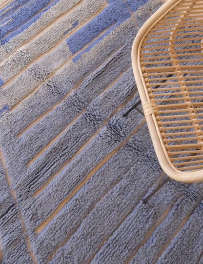 Custom Soft Blue Moroccan Art Rug - Forma 61