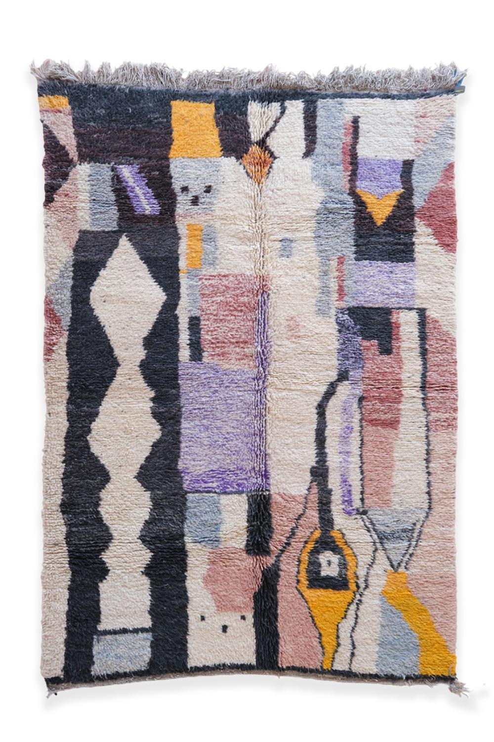 Moroccan Boujad Wool Rug – Handwoven 8.5×5.9 ft Flatweave – Surcoma