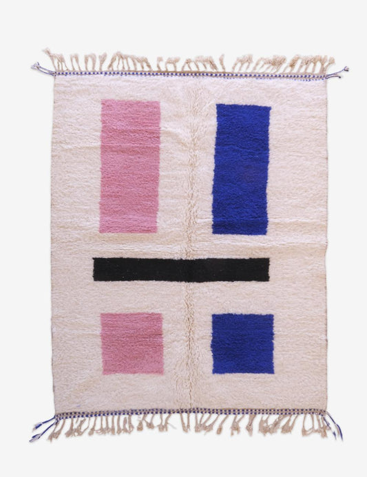 Custom Pink Blue Geometric Moroccan Rug - Forma 89