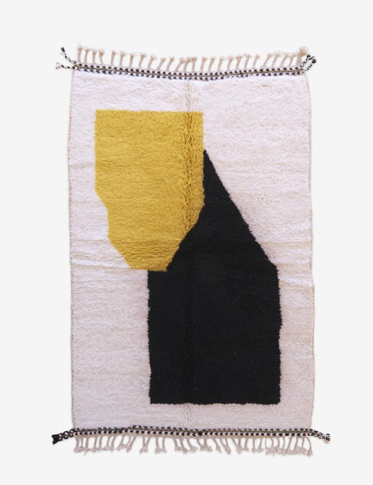 Yellow and Black Moroccan Rug - Forma 88