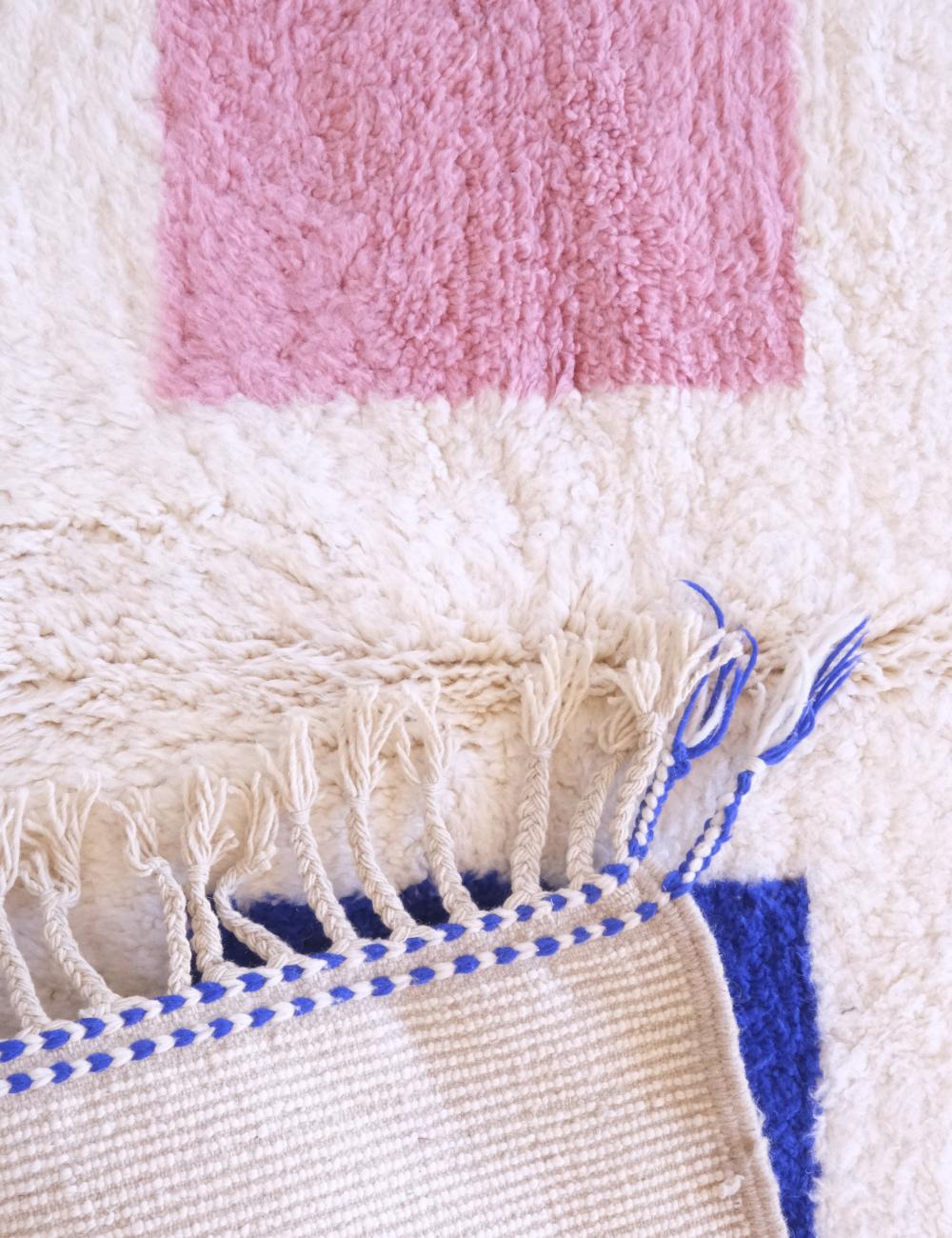 Custom Pink Blue Geometric Moroccan Rug - Forma 89