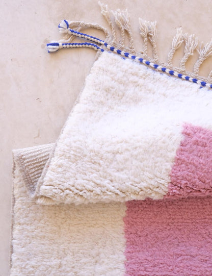 Custom Pink Blue Geometric Moroccan Rug - Forma 89