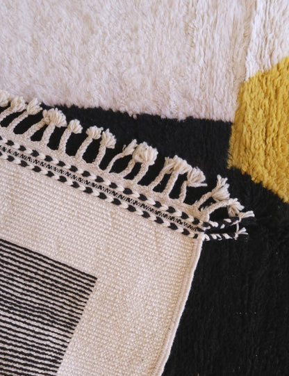 Custom Yellow Black Moroccan Rug - Forma 77