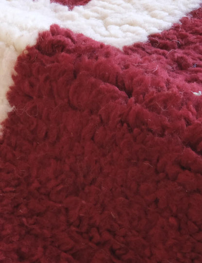 Moroccan Red Checkered Wool Rug 8.8 x 6.1 ft / 269 x 188 cm - Surcoma