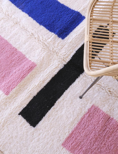 Custom Pink Blue Geometric Moroccan Rug - Forma 89