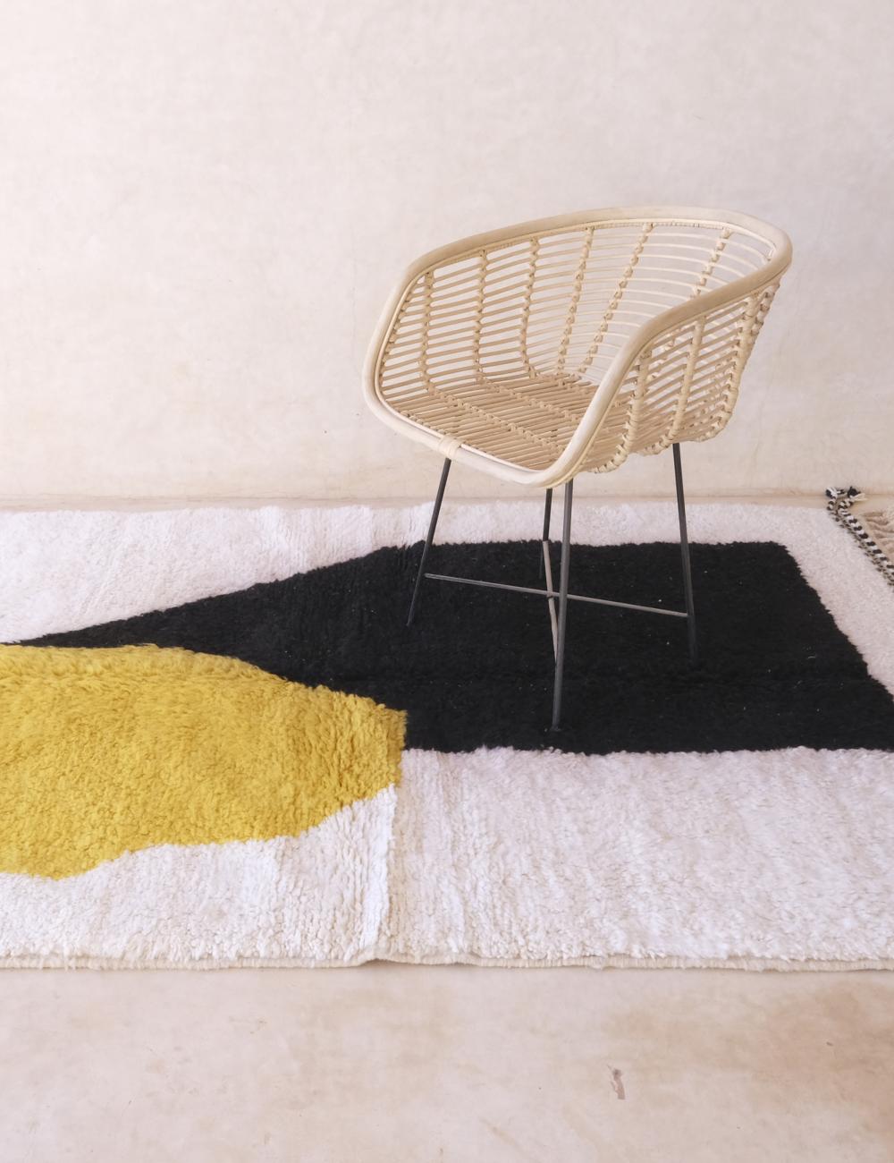 Custom Yellow Black Moroccan Rug - Forma 77