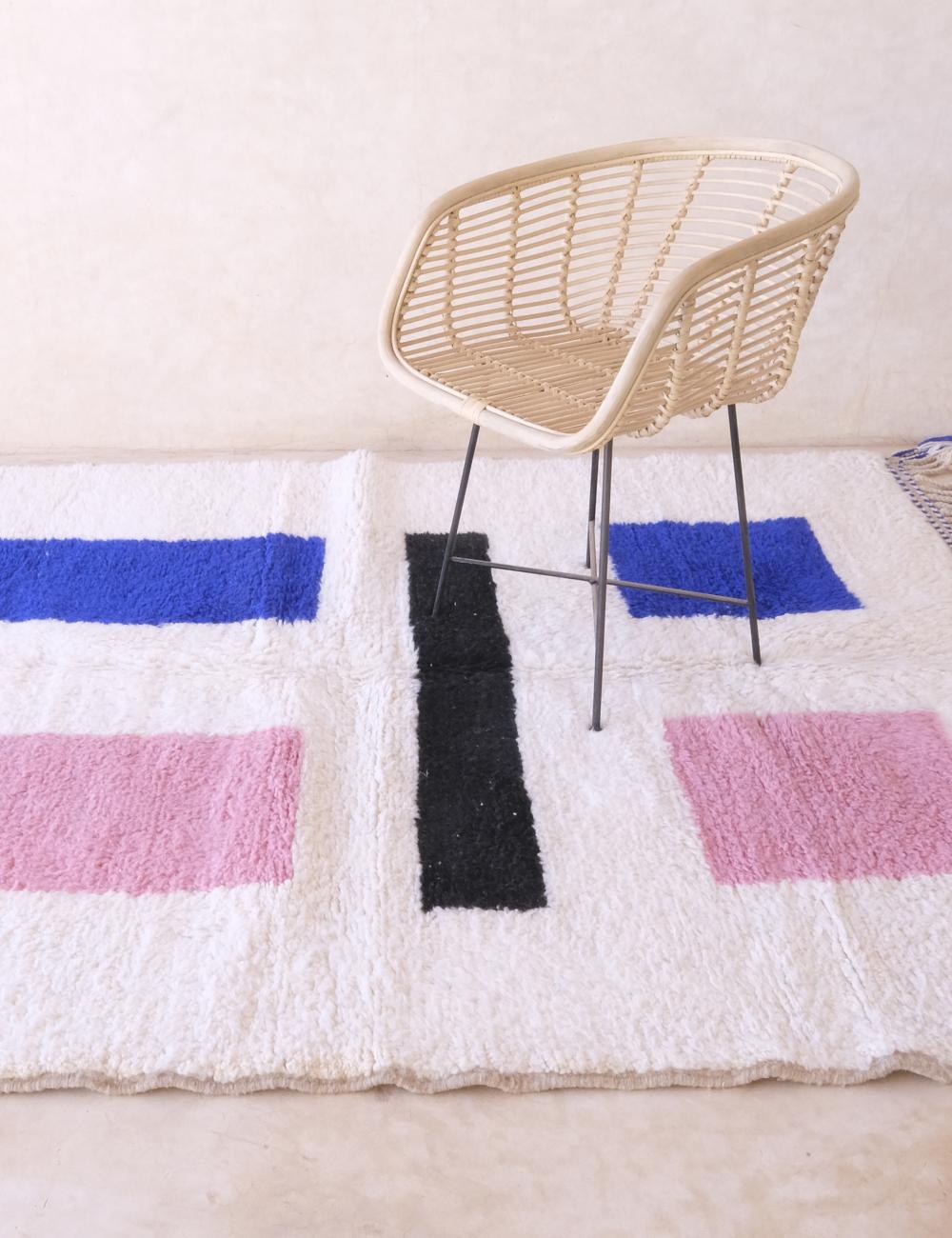 Custom Pink Blue Geometric Moroccan Rug - Forma 89