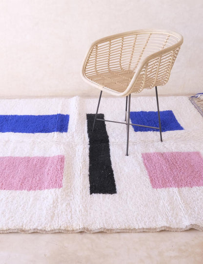 Custom Pink Blue Geometric Moroccan Rug - Forma 89