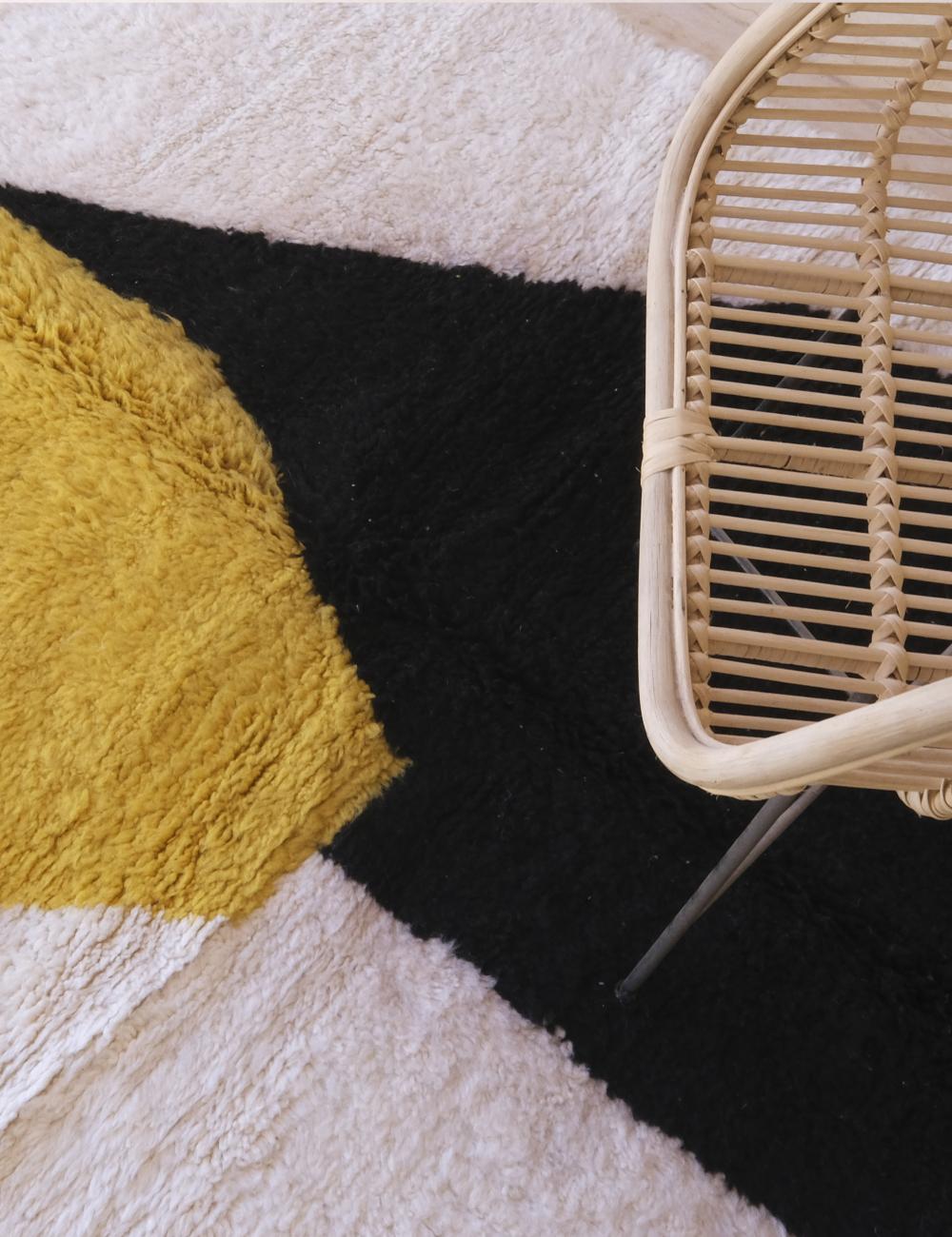 Custom Yellow Black Moroccan Rug - Forma 77