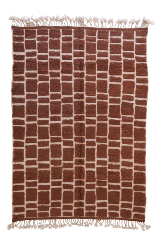 Moroccan Brown Wool Rug 9.6 x 6.5 ft / 294 x 198 cm - Surcoma