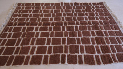 Moroccan Brown Wool Rug 9.6 x 6.5 ft / 294 x 198 cm - Surcoma